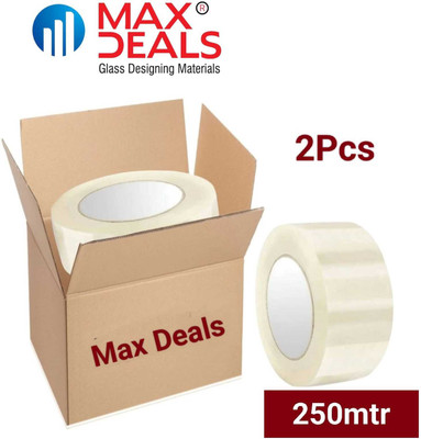 max deals Single sided Handheld Cello Tape of 2'' Width & 250 mtr Length Pack of 2 (Manual)(Set of 2, Clear, Transparent)