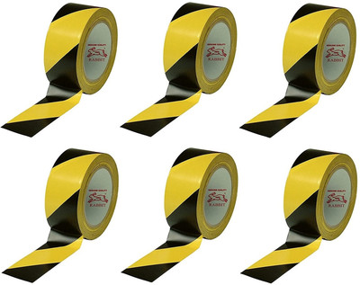 fastgear Single Sided Floor Marking Tape 2inch for ESD Safe Area Warning Caution Zebra Floor Marking Tape(6pcs) (Manual)(Yellow, Black)