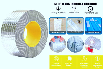 crockdile Aluminium tape 2 inch x 5 mtr Water proof Adhesive Heavy Duty Aluminium Foil Tape with Liquid Sealer Butyl Strong Tape for PipeRoof & Tank Leakage Waterproof Seal Repair Tape (Manual)(Set of 1, Silver) crockdile Aluminium tape 2 inch x 5 mtr Water proof Adhesive Heavy Duty Aluminium Foil Tape with Liquid Sealer Butyl Strong Tape for PipeRoof & Tank Leakage Waterproof Seal Repair Tape (Manual)(Set of 1, Silver)