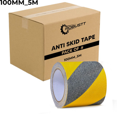 Robustt SINGLE SIDED handheld AntiSlip with PET Material, Adhesive Tape for Slippery Floor|100MM x5M (Manual)(Set of 5, Multicolor)
