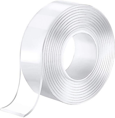 BEFLIX Heavy Duty Transparent Removable Mounting Double Tape Washable Reusable Handheld Adhesive Tape, Washable Traceless Nano Gel Tape, Stick to Glass, Metal, Kitchen (Manual)(Set of 1, Transparent)