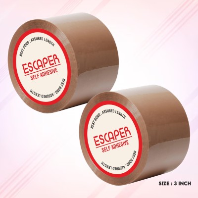 ESCAPER 40 Micron Brown Tape Roll (Pack of 2 Qty - 100 meter - 3 inch) Self Adhesive One Side Self Adhesive Brown Tape (Manual)(Set of 2, Brown)