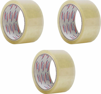 HEPINES HEPINES 2 Inch 65 Meter Pack of 3, Transparent Tape, Self Adhesive Packing Tape Manual Dispenser Transparent BOOP Cello Tape, Self Adhesive High-Strength Packing Tape (Manual)(Set of 3, Transparent)