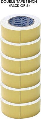 LXMI Double Sided Self Adhesive Acrylic Foam Mounting Tape for Wall, Craft, Multipurpose - 1 Inch X 1 Meter (Pack of 6) Cello Tape (Manual)(White)