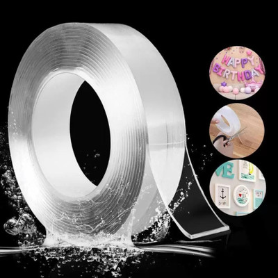 VP Creation 2 side Adhesive No Two Side Adhesive Tape 3 Mtrs Length (Manual)(Set of 1, Transparent)