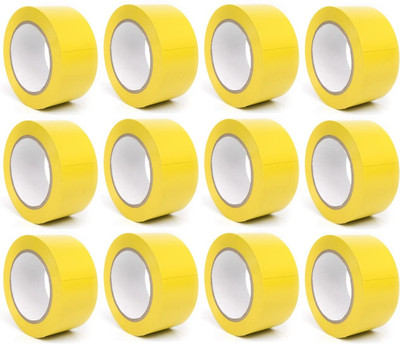 BlackDreams 48 mm x 40 meter (2 Inch) BOPP/Packing/Marking Handheld High Strength Adhesive and Accurate Length Tape (12) (Manual)(Set of 12, Yellow)