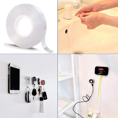 AirSoft Heavy Duty Waterproof Reusable Manual Double Sided Tape (Manual)(Set of 1, Transparent)