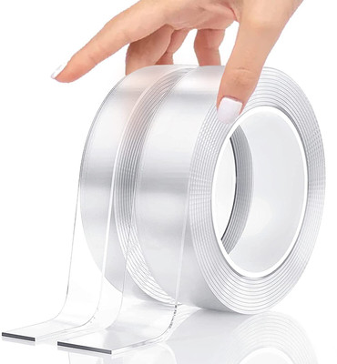 Naughty angels Multipurpose Double Side Handheld Nano Gel Tape Strong Adhesive Nano Tape - 3 Meter (Manual)(Set of 2, Clear)