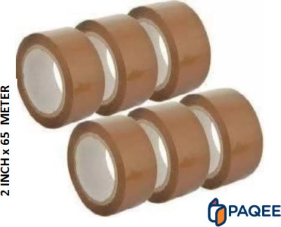 PAQEE Single sided Packaging Tape Adhesive BOPP (2 inch x 65 M) Cello Tape (Manual)(Set of 6, Brown)