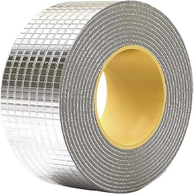 crockdile Aluminium tape 2 inch x 5 mtr Water proof Adhesive Heavy Duty Aluminium Foil Tape with Liquid Sealer Butyl Strong Tape for PipeRoof & Tank Leakage Waterproof Seal Repair Tape (Manual)(Set of 1, Silver)