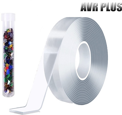 AVR PLUS Nano Tape Double Sided Traceless 3 meter Pack of 1 Self Adhesive Universal Powerful Transparent Strong Grip For Home Wall Grip Balloon Magic Tape Removable Reusable (Manual)(Set of 1, Transparent)