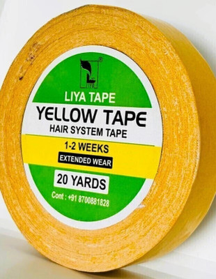 liya Hair Yellow Tape|Double Sided|Hair Patch Tape|Hair System Tape|Cotton Based Tape | Best in Summer|Ultra Thin & Excellent Grip | / hair wig yellow tape / (Manual)(Set of 1, Yellow)