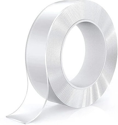 ZIVINI Self Adhesive Silicone Super Sticky Gel Grip Mounting Tape Works of all Smooth Surfaces Like Metal Plastic, Tile, Glass 01MM DOUBLE SIDED GRIP TAP (Manual)(Set of 1, TRANSPARENT)