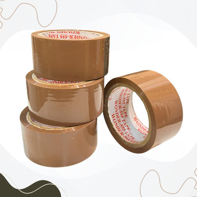 Gachera Strong Adhesive Not Included Self Adhesive BOPP Packaging Tape | (Manual)(Set of 4, Brown)