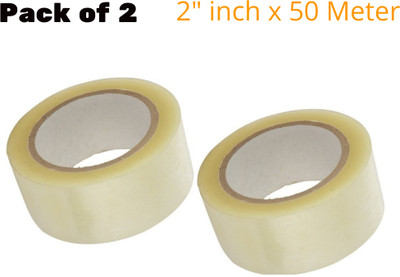 Bloombec Single Sided White Self Adhesive Tape 48mm x 50 Meter Transparent Tape Handheld Cello Tape (Manual)(Set of 2, White)