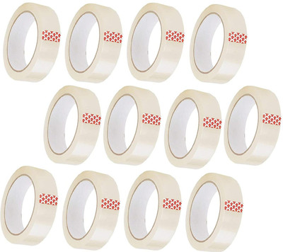 Dfix Transparent Clear Adhesive Packaging Tape Roll 65 M Handheld Long Packing Tape Multipurpose Home, Office Use Diy Multipurpose Home (Manual)(Set of 12, Transparent)