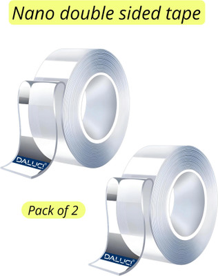 DALUCI 3 Meter Double Side Medium Multipurpose Nano Double Sided Tape Heavy Duty Removable Traceless Mounting Adhesive Tape for Walls Kitchen Carpet Fixing Photos Pasting, Washable Reusable Strong Sticky Strips Gel (Manual)(Set of 2, Transparent) DALUCI 3 Meter Double Side Medium Multipurpose Nano Double Sided Tape Heavy Duty Removable Traceless Mounting Adhesive Tape for Walls Kitchen Carpet Fixing Photos Pasting, Washable Reusable Strong Sticky Strips Gel (Manual)(Set of 2, Transparent)