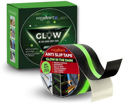 Royalkart HighPower Anti-slip tape Handheld Glow-in-Dark for Local Illumination - Anti Skid Improves Grip and Prevents Risk of Slippage on Stairs or Other Slippery Surfaces (50 mm x 5 meter, Radium-Black) (Manual)(Set of 1, Black, Green)