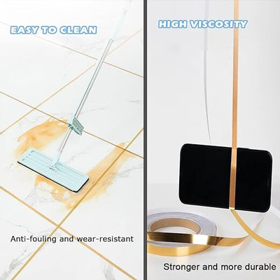 SAJAG Tiles Gold Foil Lines Normal Tape Roll (Manual)(Set of 1, Golden)