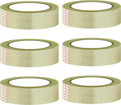 Fashion Crazz Single Sided 24MM x 100 Meter | Pack of 6 | Packaging, Decorating and DIY works Cello Tape (Manual)(Set of 6, Transparent)