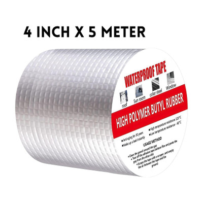 PRO99S Alluminium Leakage Repair Waterproof Tape For Pipe Roof Water Solution Manual Aluminium Foil Adhesive Sealing butyl rubber tape 4 inch x 5 meter (Manual)(Set of 1, Silver)