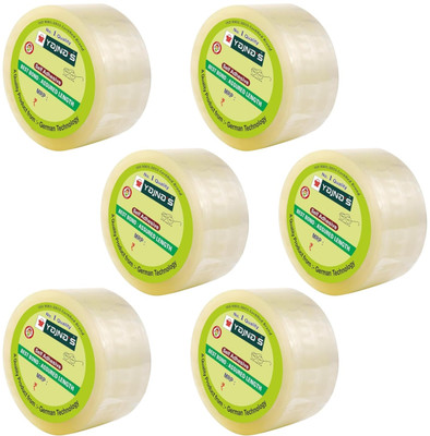 YAJNAS 2 Inch x 65 Meters, Pack Of 6, BOPP Transparent E-commerce Packaging Cello Tape Manual Dispenser BOPP Packaging Clear Tape (Transparent) (Manual)(Set of 6, Transparent)