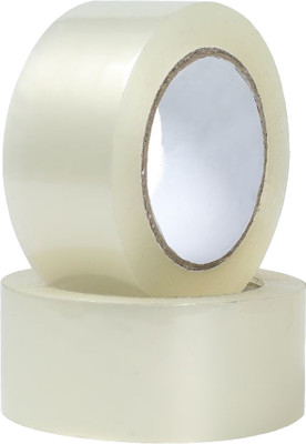 Shree Kala Home Decor Single White Transparent Adhesive Tape White Transparent 2 Inch (Manual)(Set of 2, White Transparent)