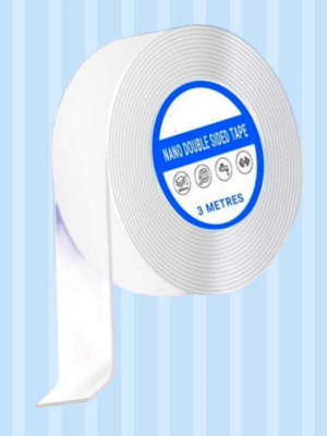 AirSoft Reusable Traceless Double Sided Waterproof Nano Tape For Car Kitchen Bathroom Strong Adhesive Tape, Reusable & Washable, Multifunctional Can Hold Items Up To 1 Kg On Smooth Surfaces (Manual)(Set of 1, Transparent Double Sided Wrinkle-Free)