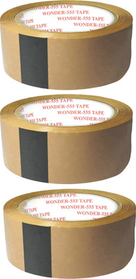 valuableplus 2 Inch 65 Meters, Brown Tape Adhesive High-Strength Packing Tape Rolls Single Sided Tape (Manual)(Set of 3, Brown)