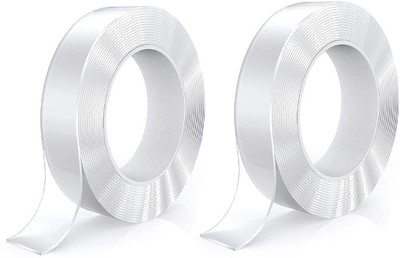Ivy Double Sided Multi-purpose Super Sticky wall mounting tape Handheld Adhesive Nano Tape (Manual)(Set of 2, Transparent)