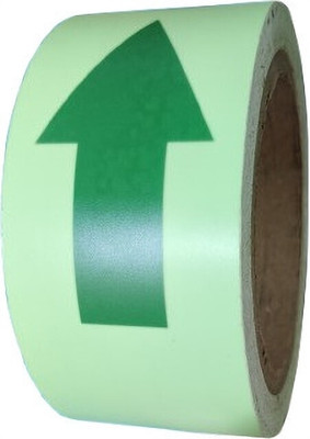 Bluebeems Single Sided Arrow Sign Glow In The Dark Tape Roll I Radium Sticker - 40mm X 5 meter Removable Waterproof Photoluminescent/Luminous Safety Tape (Manual)(Set of 1, Green)