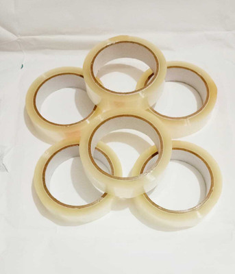 Meghaa SINGLE SIDED 1 INCH. LENGTH 65 MTR/ PCS PACK OF 6 PCS MEDIUM CELLO TAPE (Manual)(White)