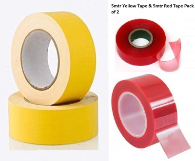 A H S Double Sided Large Dispenser Human Hair Patch Tape (Manual)(Set of 2, Red, Yellow)
