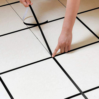 Skinny Single Sided marble decorative sticker and Tile gap sealing tape Home and Office Floor Decorative Tape (Manual)(Set of 1, Black)