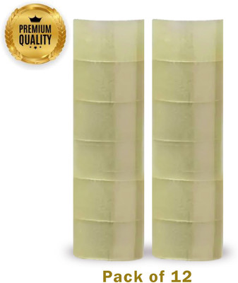 Boxer Transparent Tape (Pack of 12) 2 inch x 50 Meter Length Guaranteed Self Adhesive Tape (Manual)(Set of 12, Transparent)