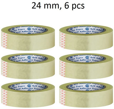 FeelBlue 1 Inch 65 meter Transparent, 6 rolls Manual Self Adhesive Packing Tape, High Strength Transparent BOPP Tape (Manual)(Set of 6, Transparent)
