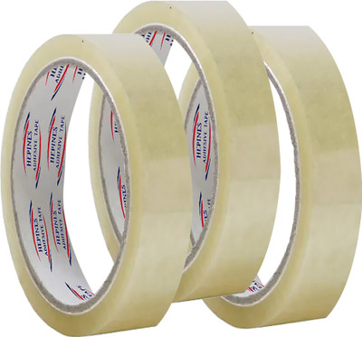 HEPINES HEPINES 1 Inch 65 Meter Pack of 3 Transparent Tape Self Adhesive Packing Tape Manual Dispenser Transparent BOOP Cello Tape, Self Adhesive High-Strength Packing Tape (Manual)(Set of 3, Transparent)