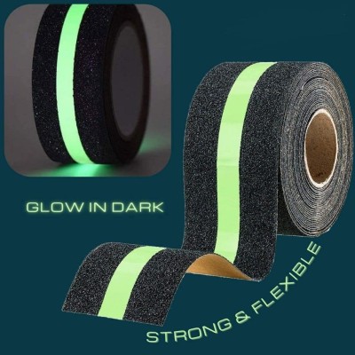 JIG'sMART 6.6 Meter Non-Slip Traction Luminous Tape Sticker Reduce The Risk of Slipping Weather resistant Anti Slip Strong Safety Warning Glow tape Indoor Outdoor Long-lasting Anti Slip Skid Tape for Stairs Steps (Manual)(Set of 1, Black)