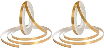 Truebond 50 Meters Golden Tape, Home Floor Wallpaper Waterproof Tiles Tile Gap Tiles Stickers for Floor - 1 CM Wide Tiles Tape (Manual)(Set of 2, Gold)