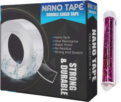 NANO TAPE Double Sided Tape Handheld Gel Tape With Sparkle Glitter for Ballon (Manual)(Set of 1, Transparent)