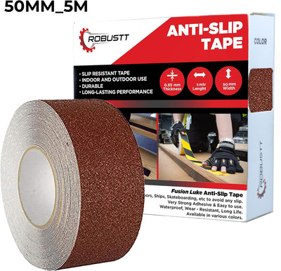 Robustt AntiSlip with PET Material,Adhesive Tape for Slippery Staircase |50MMx5M handheld TAPE (Manual)(Set of 1, Brown)