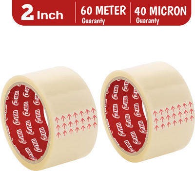 Snapseal Single sided Transparent Tape 2 inch 60 Meter 40 micron tape for Packing Home office & induatrial use (Manual)(Set of 2, Clear)