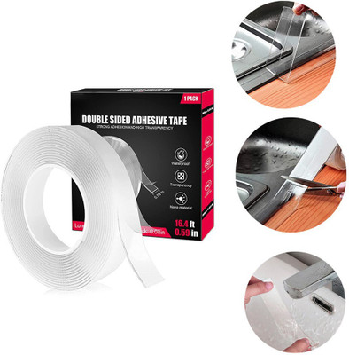 Mid Light Double sided Reusable Tape Handheld Double sided Waterproof Reusable Tape (Manual)(Set of 1, TRANSPARENT)