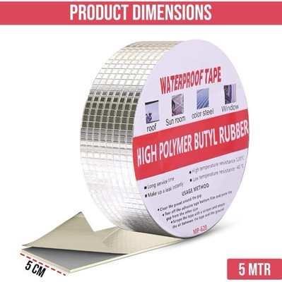 vakratunda Waterproof Aluminium Rubber Tape for Leakage Repair, Hot & Cold Temperature Aluminium Foil Tape, Perfect for Sealing, Leakage, Crack, Metal & Pipe Repair aluminium tape (Manual)(Set of 1, Silver)