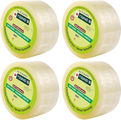 YAJNAS 2 Inchx65 Meters, Pack of 4, BOPP Packaging Clear Transparent Tape For Home Use Manual Dispenser BOPP Packaging Clear Tape (Transparent) (Manual)(Set of 4, Transparent)