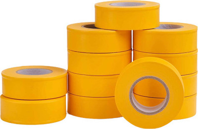 Singhal Industries Pvt Ltd Single Sided Handheld Non Adhesive Flagging//Surveyors/Barricade/Marking Tape 1.5inx45 Mtr (Manual)(Set of 12, Yellow)