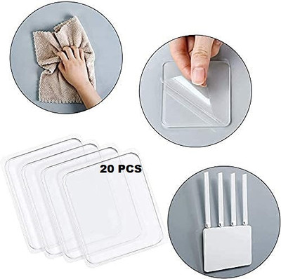 GOPINATH AUTOLINK Double Sided Sticker,Heavy Duty Tap for Wall Washable Sticky Patch Double Sided tape Double Sided Sticker (Manual)(Set of 20, Transparent)