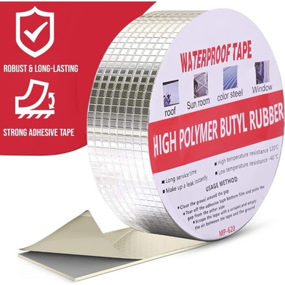 vakratunda Butyl Strong Tape for PipeRoof & Tank Leakage Waterproof Seal Repair Aluminium Foil Tape, Perfect for Sealing, Leakage, Crack, Metal & Pipe Repair aluminium tape (Manual)(Set of 1, Silver)