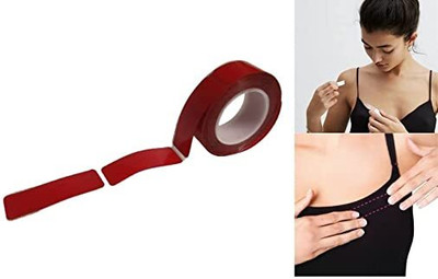 Bellveen Stickers Fashion and Body Clothing Tape | Transperent | 3cmX6cm-145 Strips set Handheld roll and strip (Manual)(Set of 1, Red)