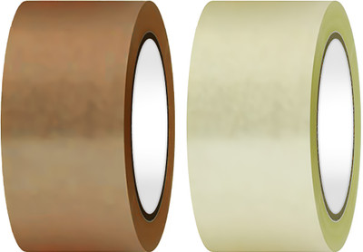 Kitoarts Cello Tape 2 Inch Self adhesive 65 Meter Each Roll Pack of 2 Tape (Manual)(Set of 2, White, Brown)
